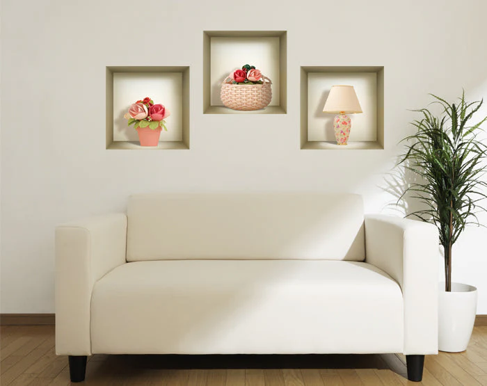 3D Niche Wall Art Decals - Set Of 3 | Easy To Apply, Stunning Decorative Stickers For Home And Office - Image 3