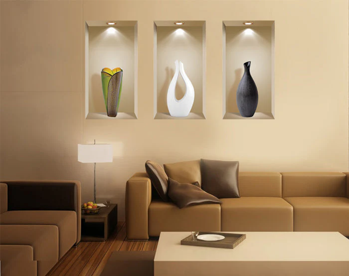 3D Niche Wall Art Decals - Set Of 3 | Easy To Apply, Stunning Decorative Stickers For Home And Office - Image 3