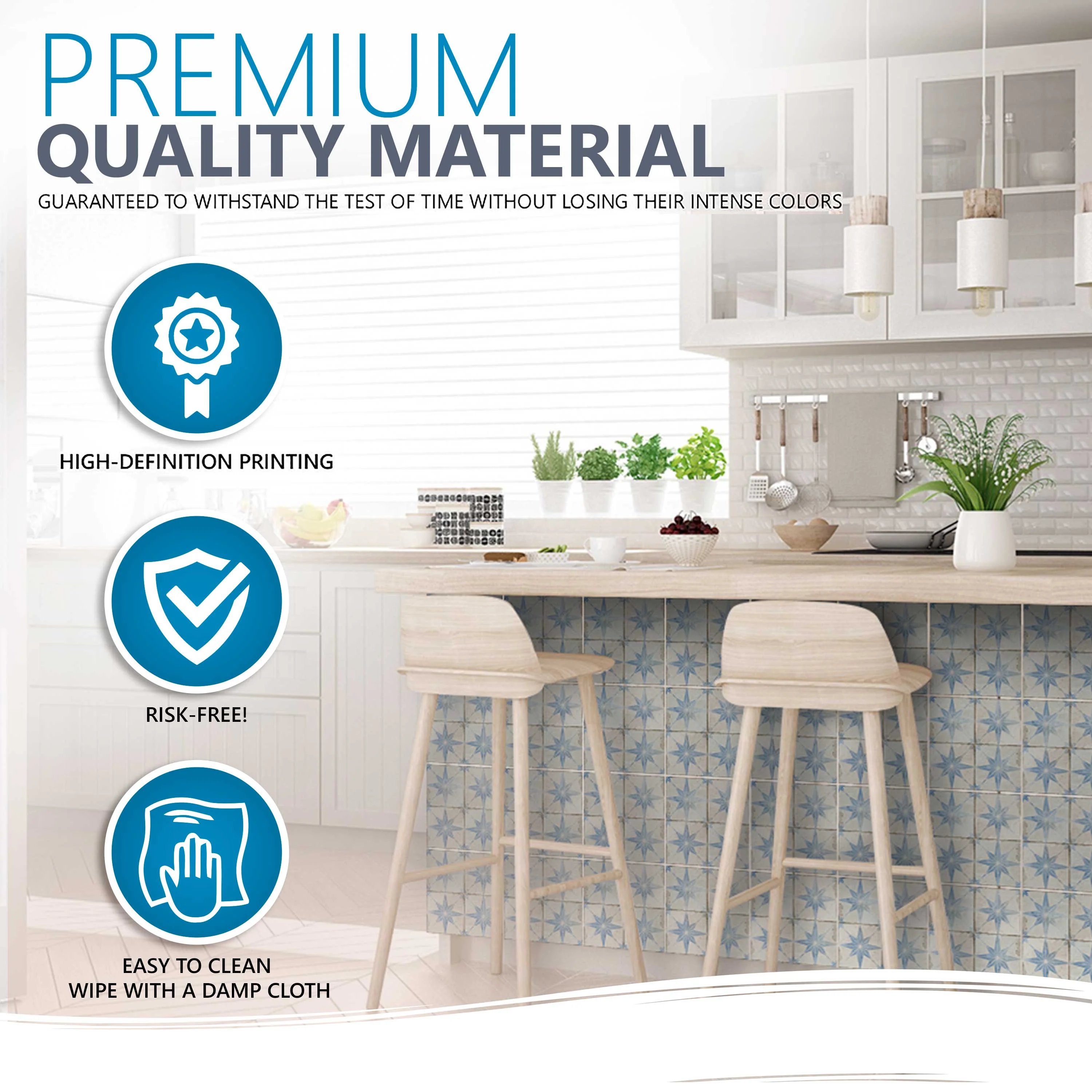 Faded light Blue Star shaped tile stickers vintage design durable stickers Model - R5 - Image 10