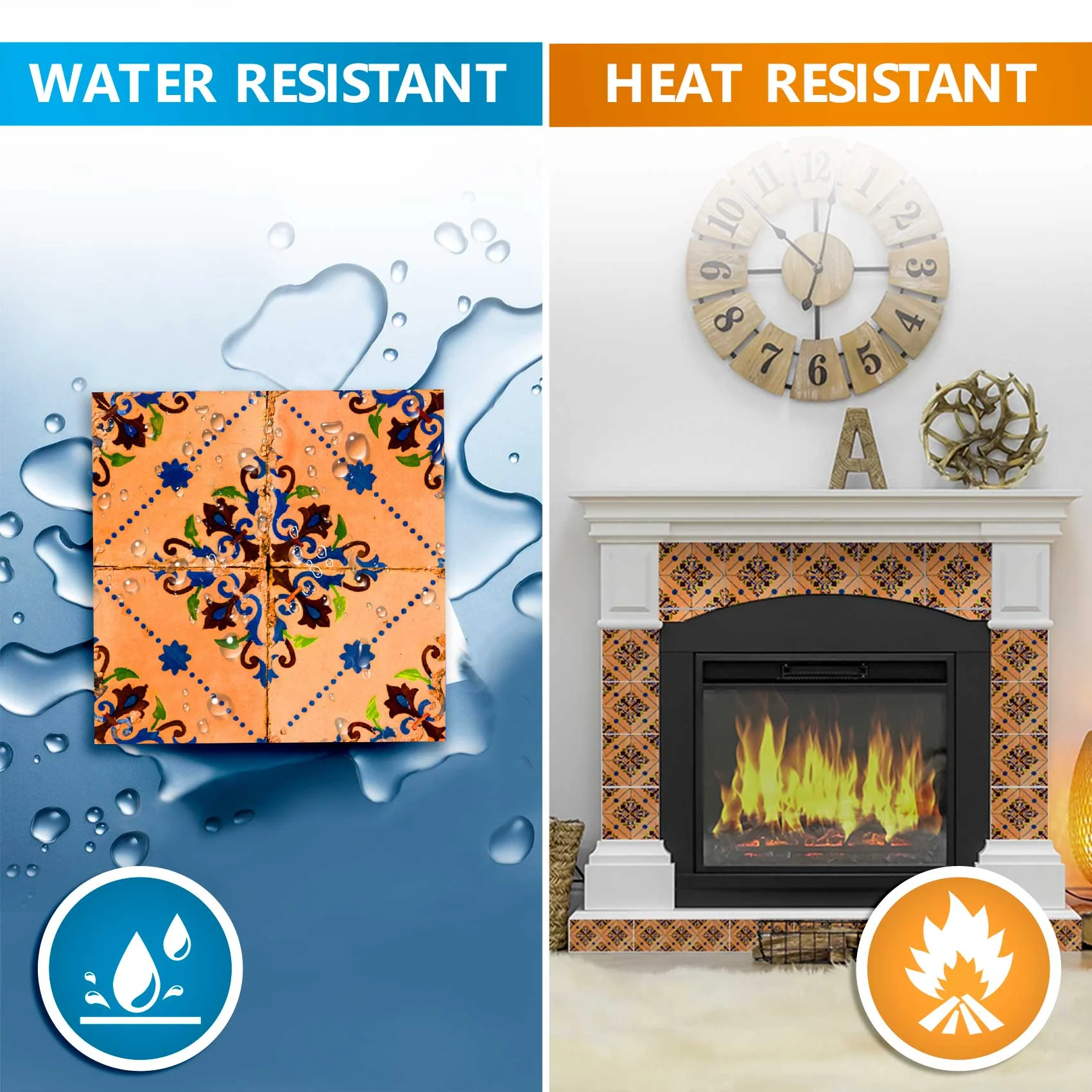 Vintage Spanish Tile Stickers home decoration Orange backsplash Model - H8 - Image 9