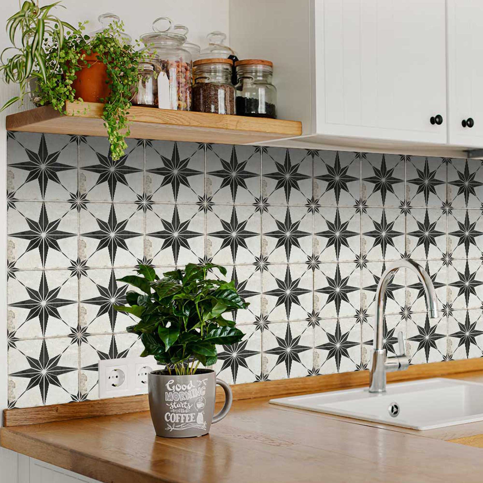 Vintage Black and White Star pattern floor suitable quick home décor Model - R11 - Image 3