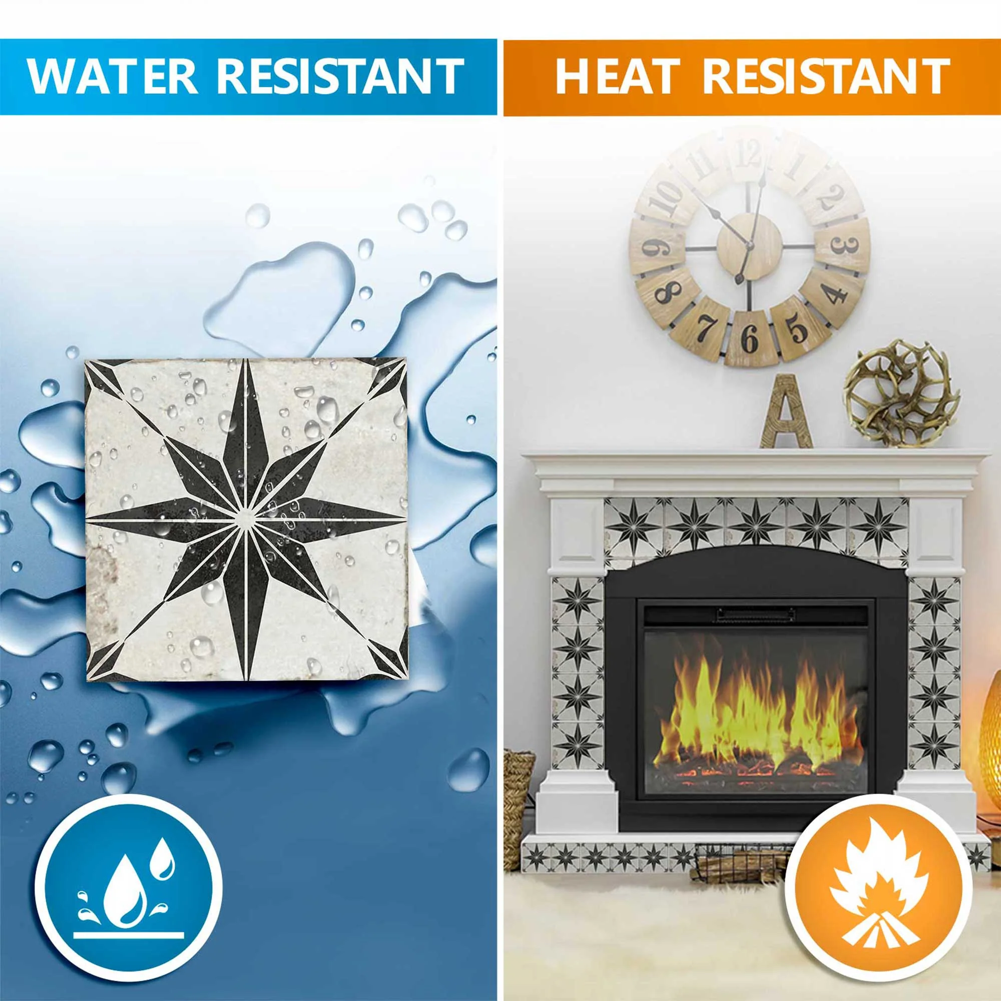 Vintage Black and White Star pattern floor suitable quick home décor Model - R11 - Image 9