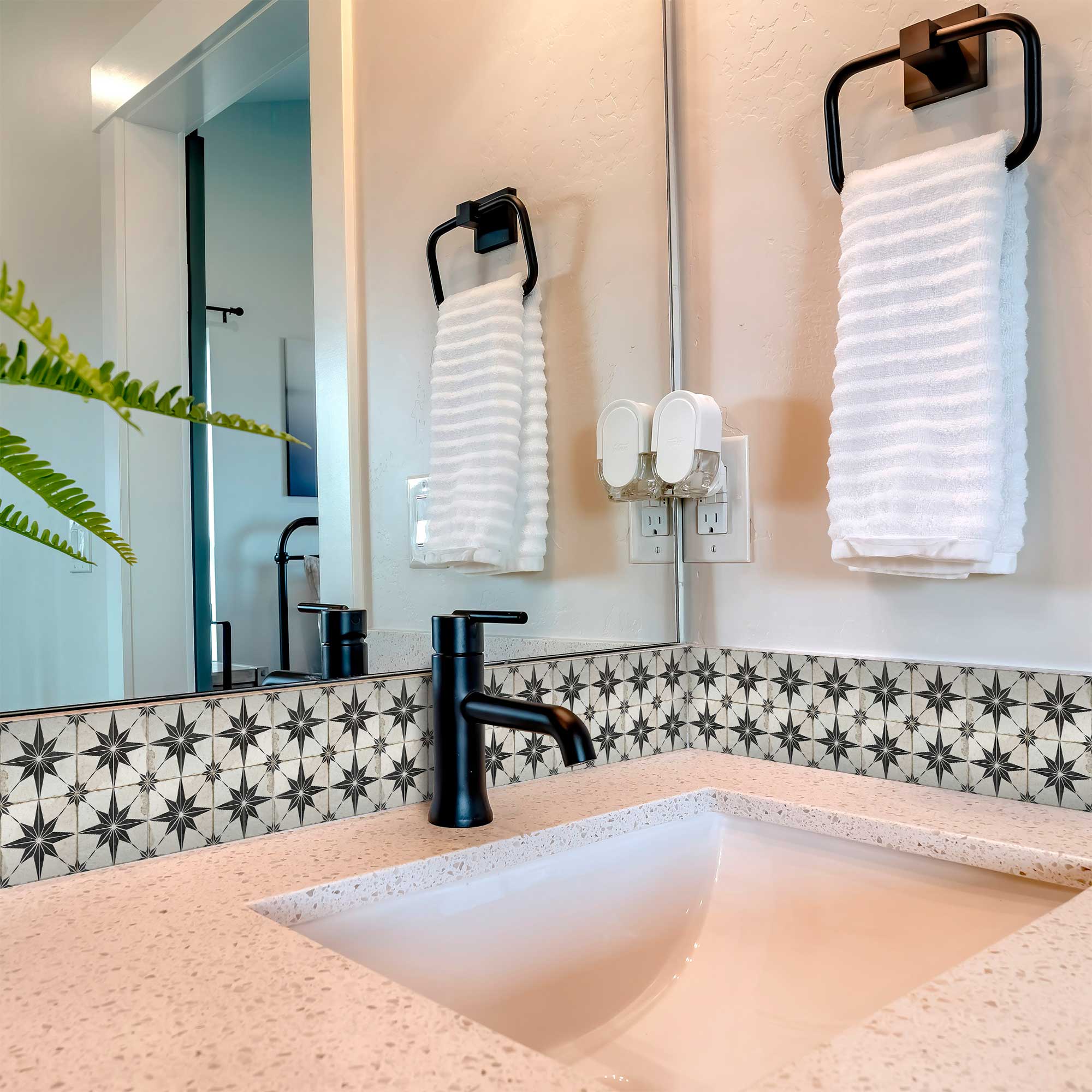 Vintage Black stars pattern hassle-free wall tiles easy to install home décor Model - R1 - Image 3