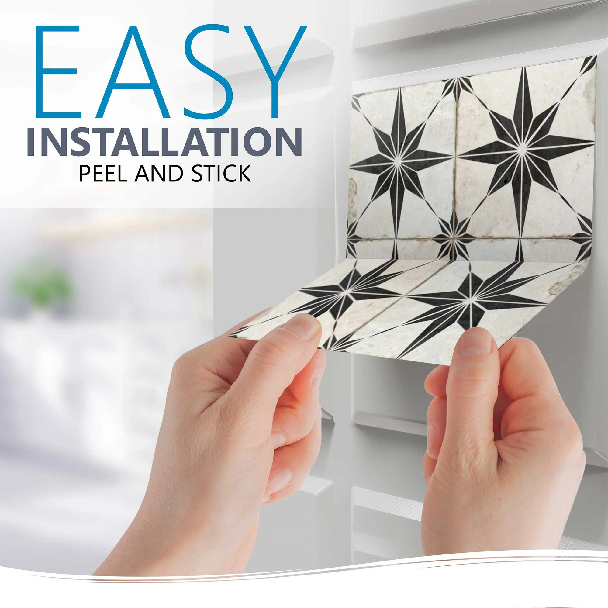 Vintage Black stars pattern hassle-free wall tiles easy to install home décor Model - R1 - Image 8