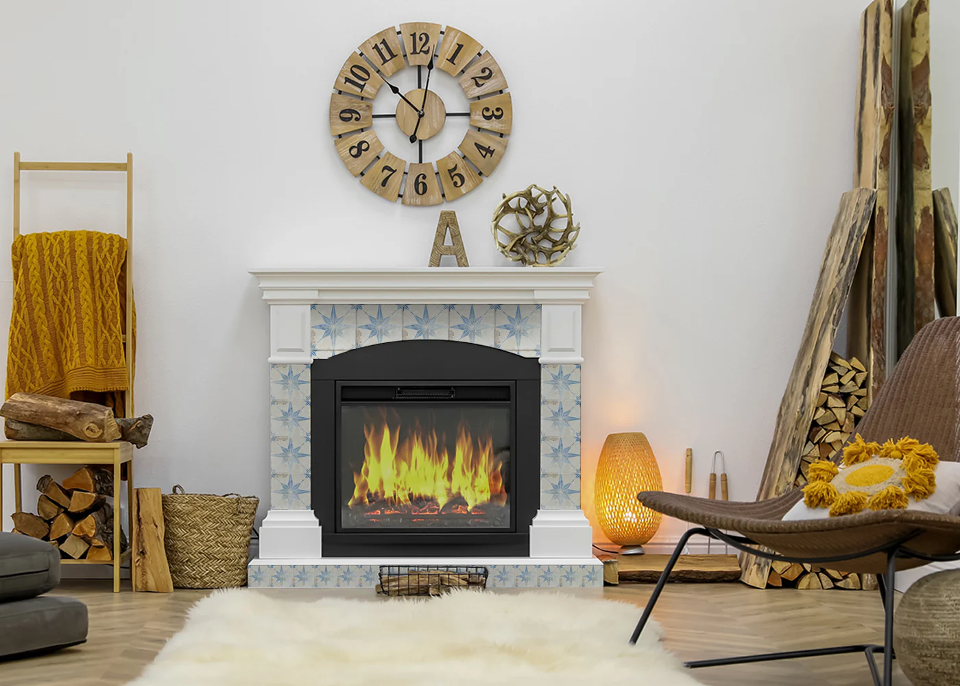 Blue vintage faded Star decorative wall design removable tile stickers for renters Model - R15 - Image 5