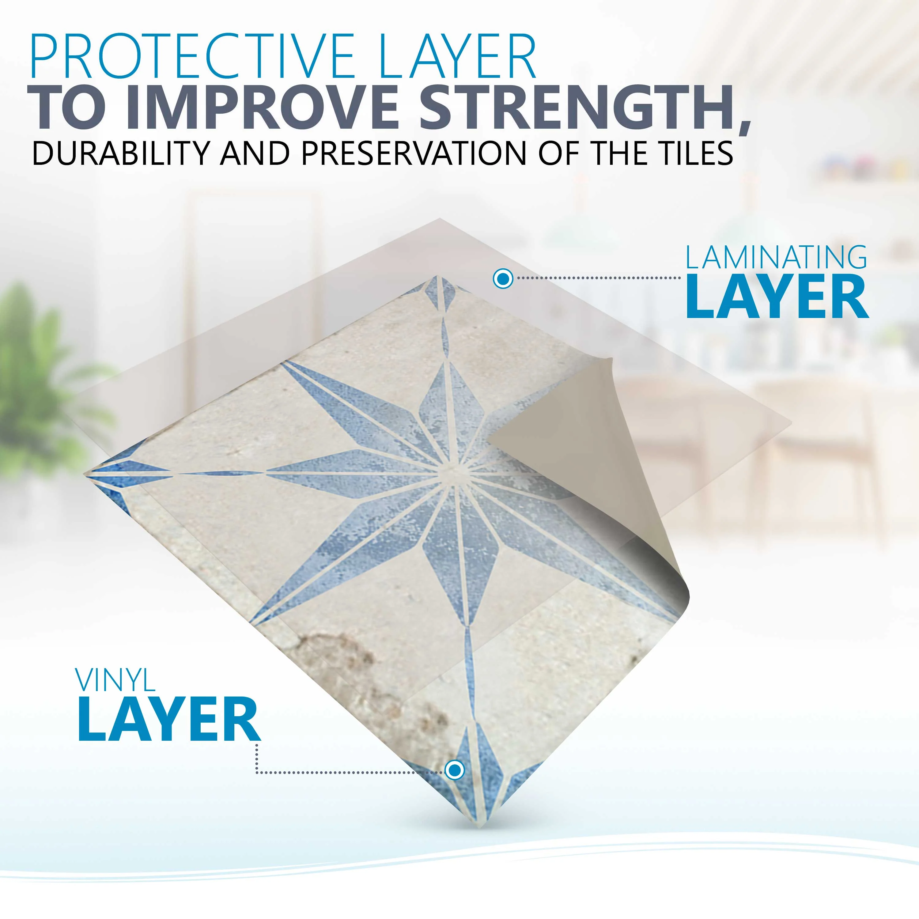 Blue vintage faded Star decorative wall design removable tile stickers for renters Model - R15 - Image 6