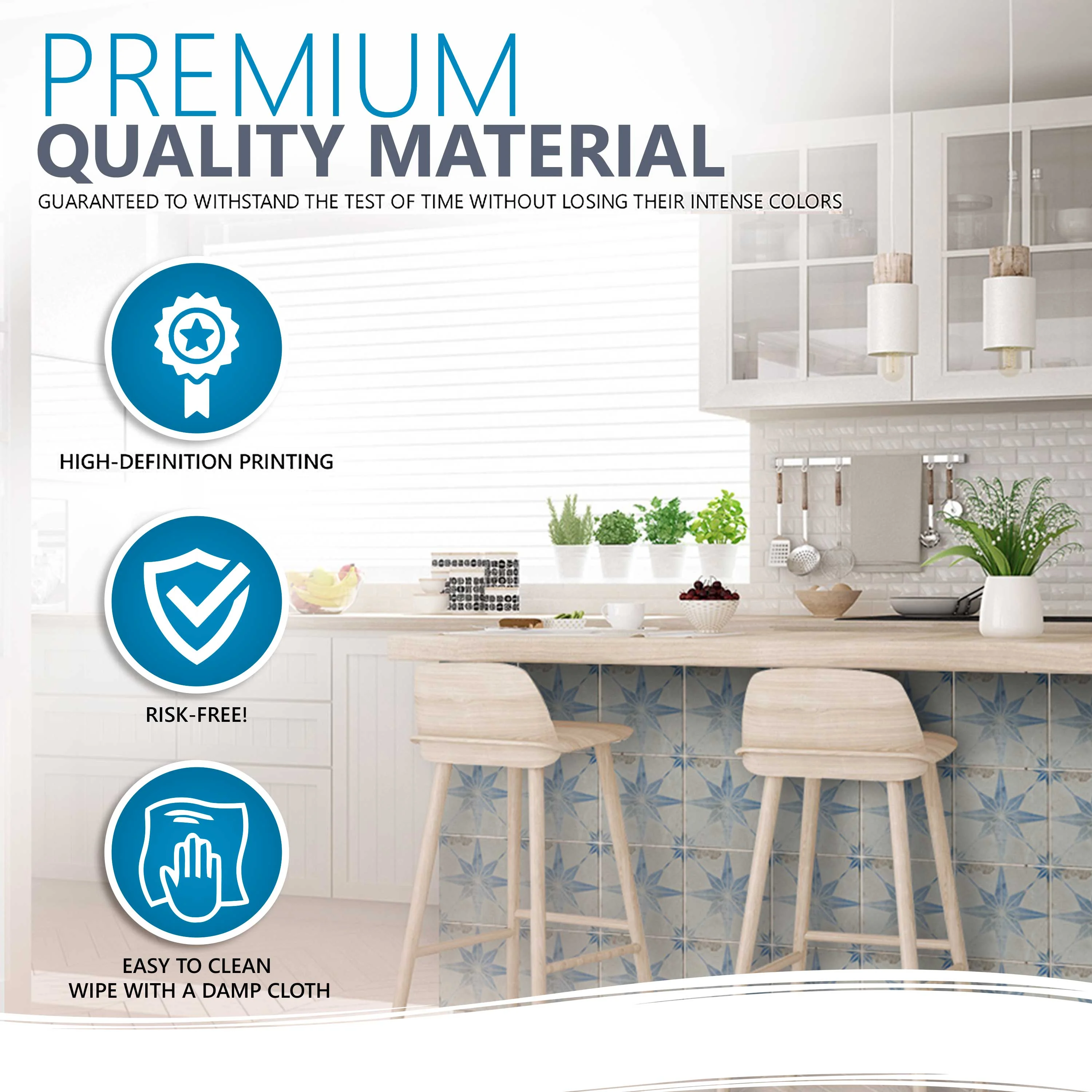 Blue vintage faded Star decorative wall design removable tile stickers for renters Model - R15 - Image 7