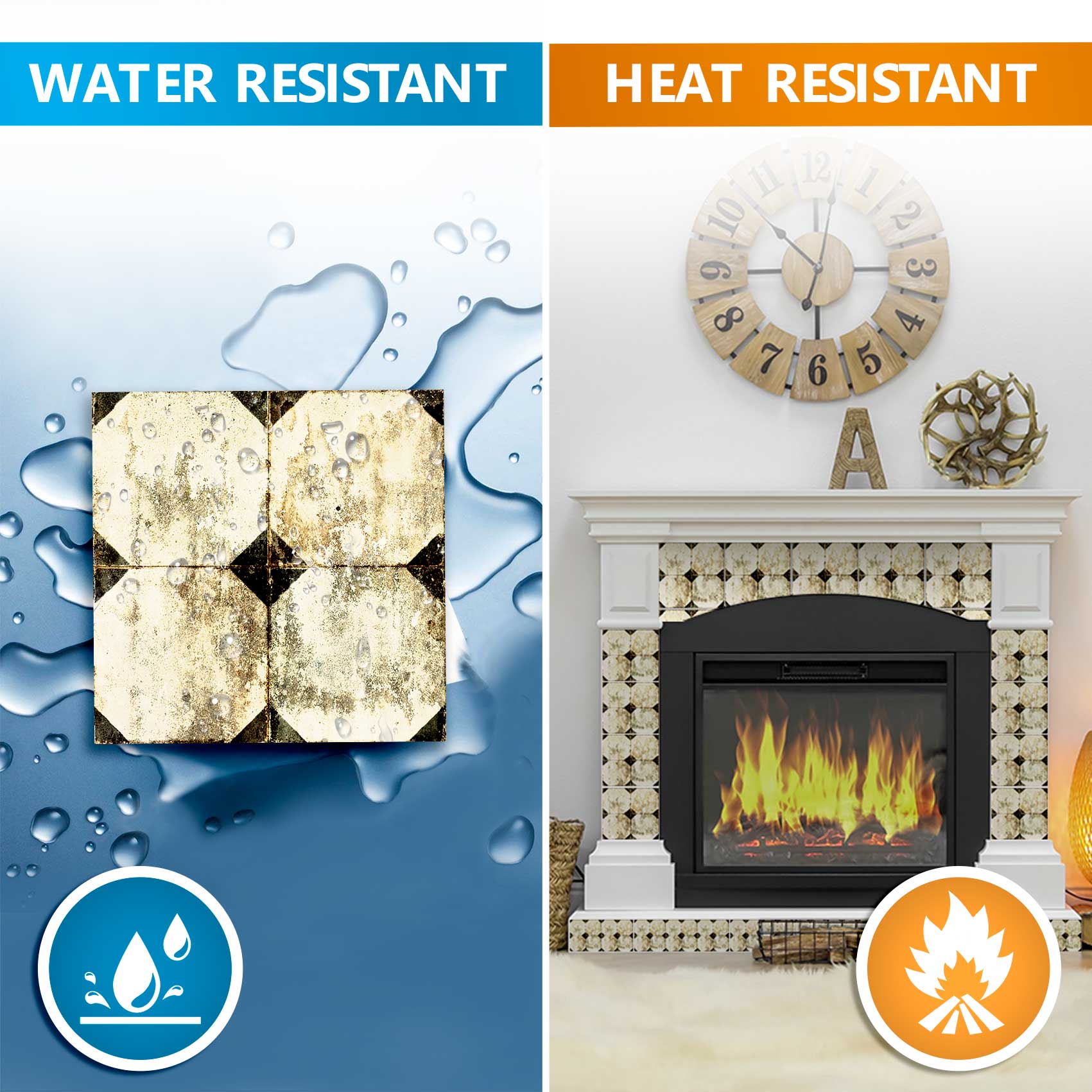 Vintage connecting pattern Peel and Stick Tile Stickers Rustic design Model - R28 - Image 9