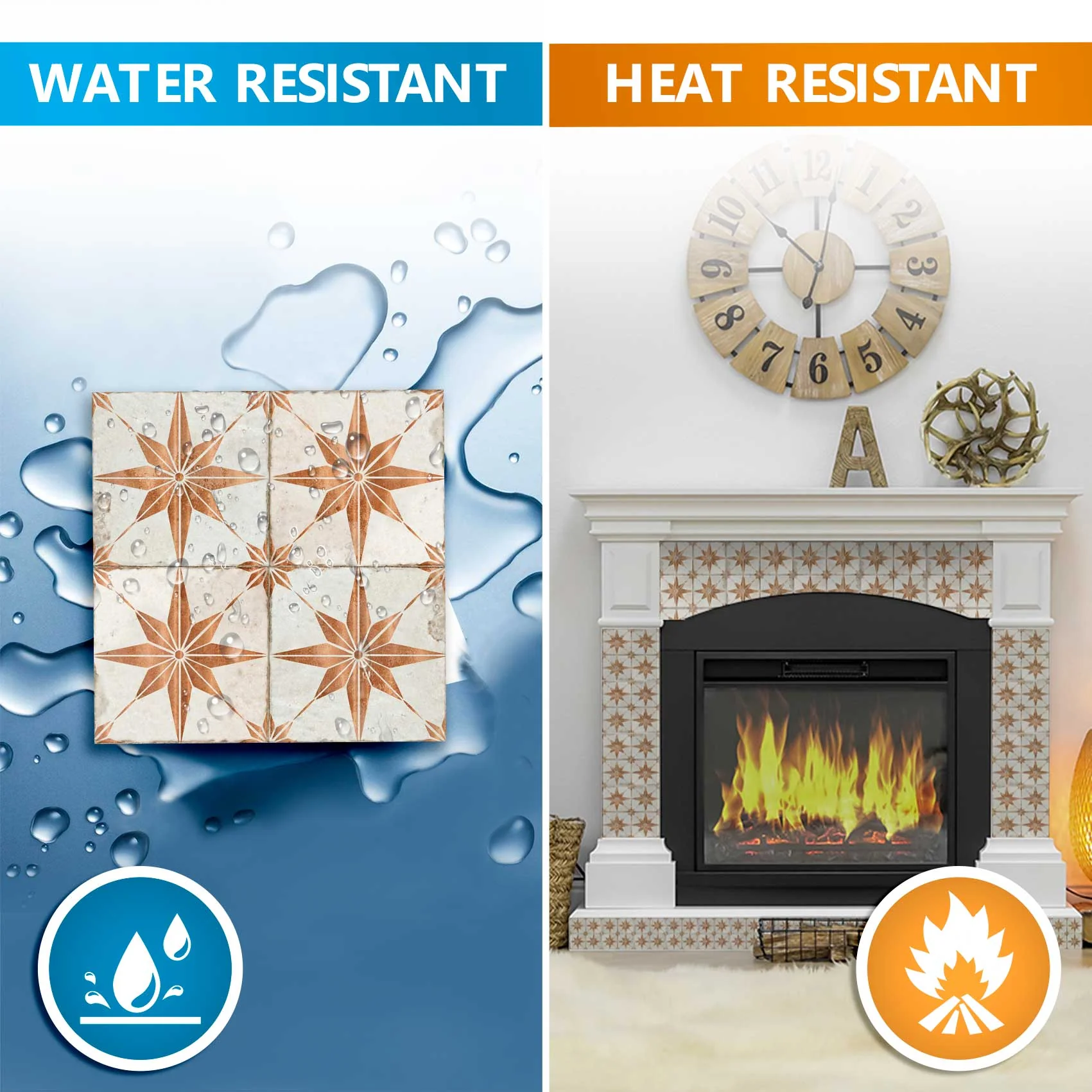 Vintage Gold Star peel-and-stick kitchen backsplash stylish bathroom tiles Model - R2 - Image 8