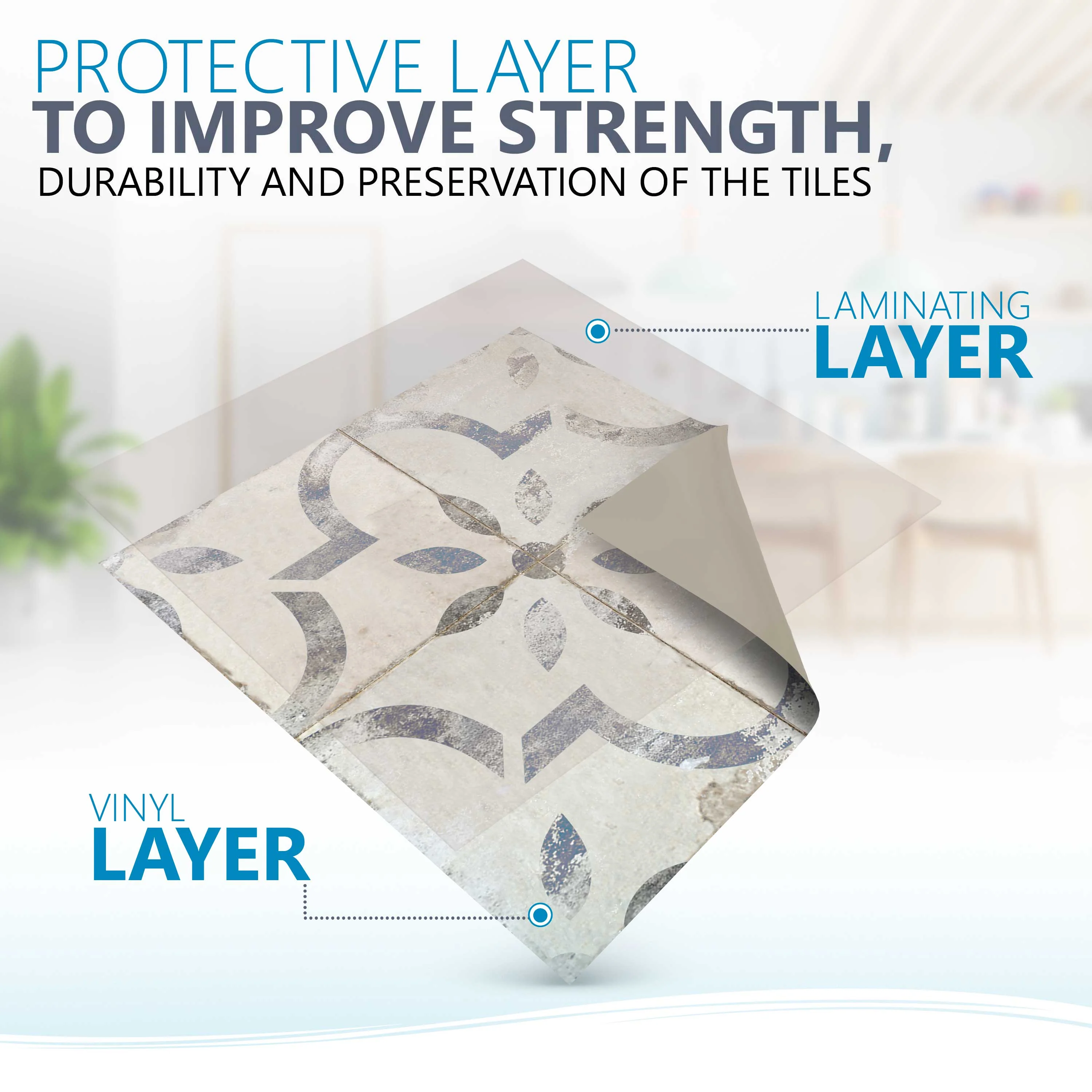 Gray pattern with Blue shades for home vintage renovation easy to install Model - R23 - Image 11