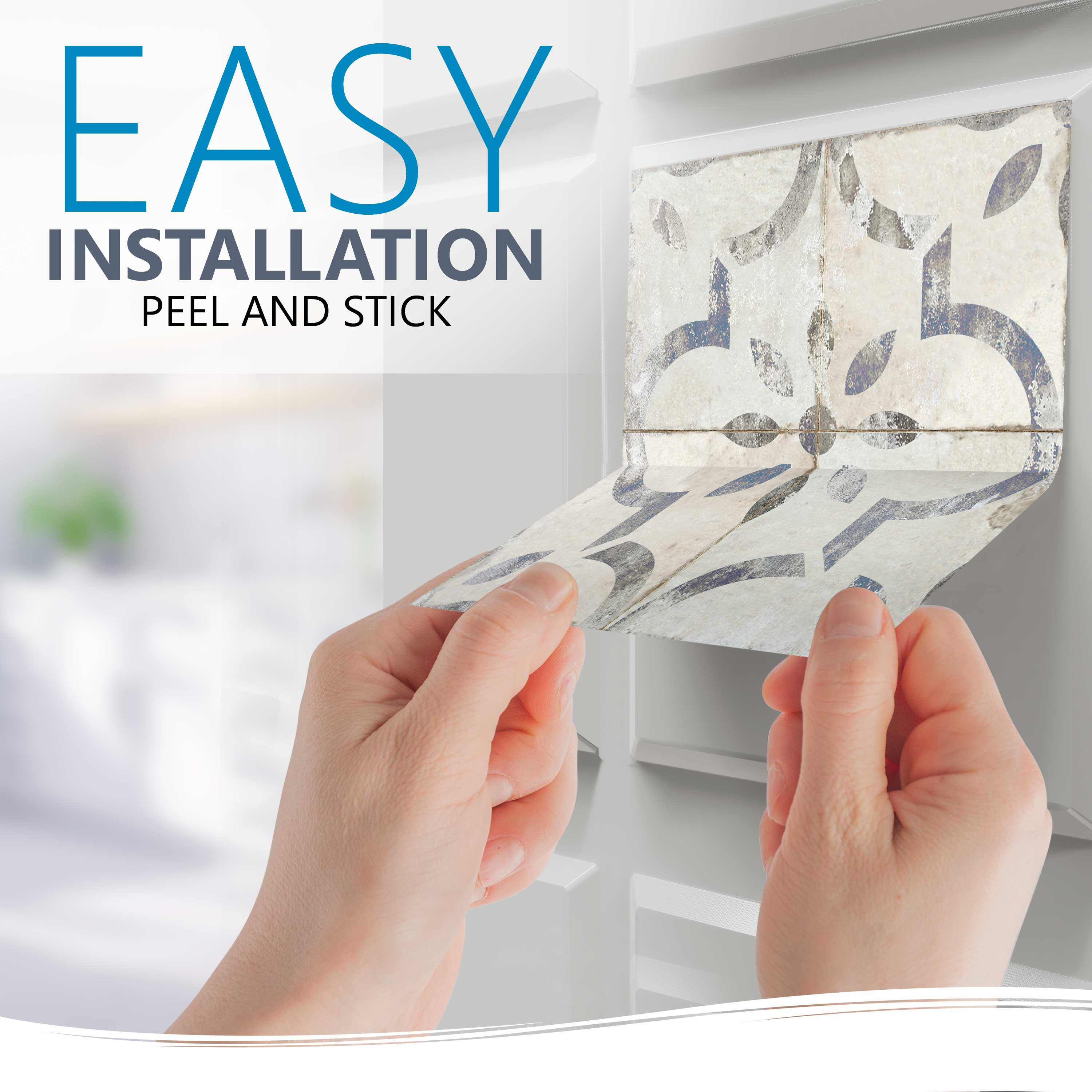 Gray pattern with Blue shades for home vintage renovation easy to install Model - R23 - Image 9