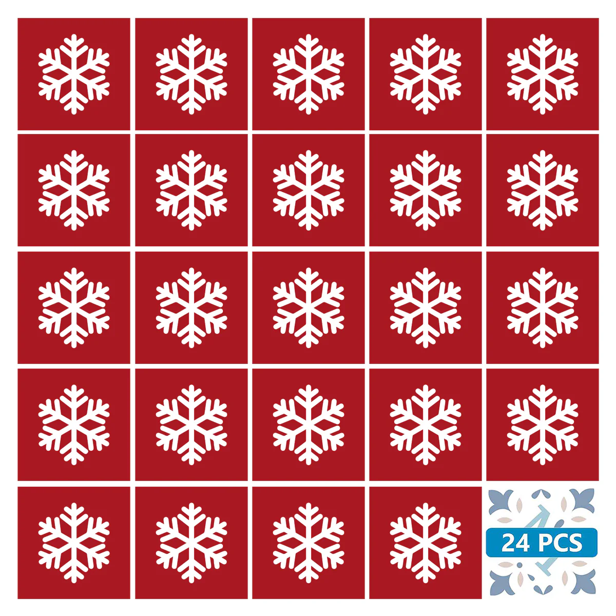 Special Deal 4x4-Inch / 10x10-Cm Red Christmas Snowflake Tile Stickers Model - CN03 - Image 12
