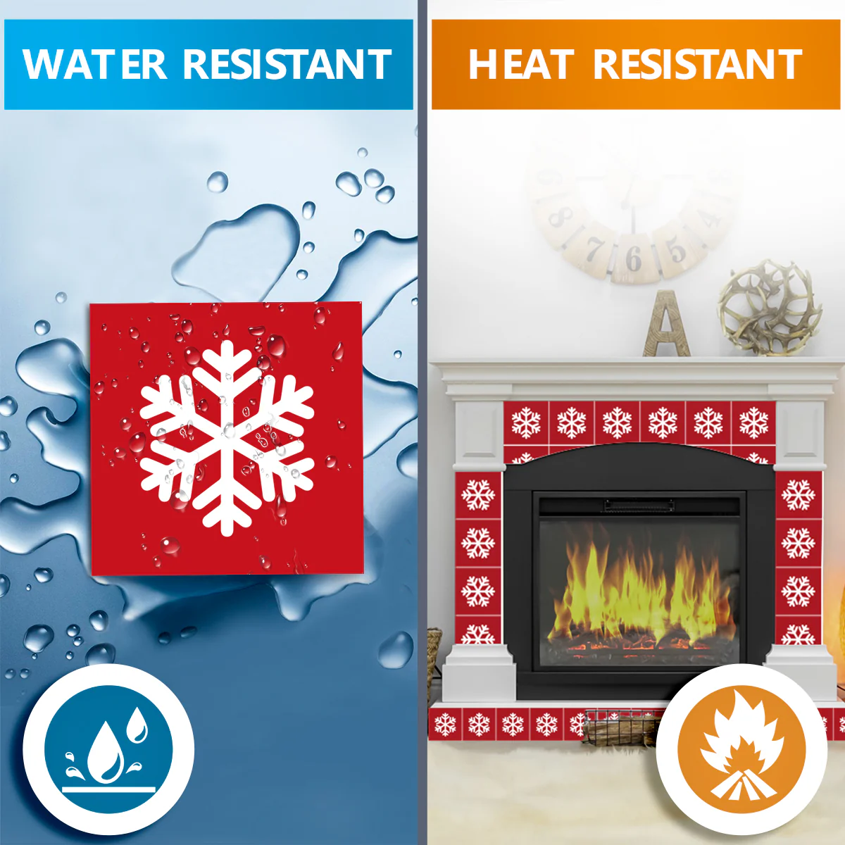 Special Deal 4x4-Inch / 10x10-Cm Red Christmas Snowflake Tile Stickers Model - CN03 - Image 8