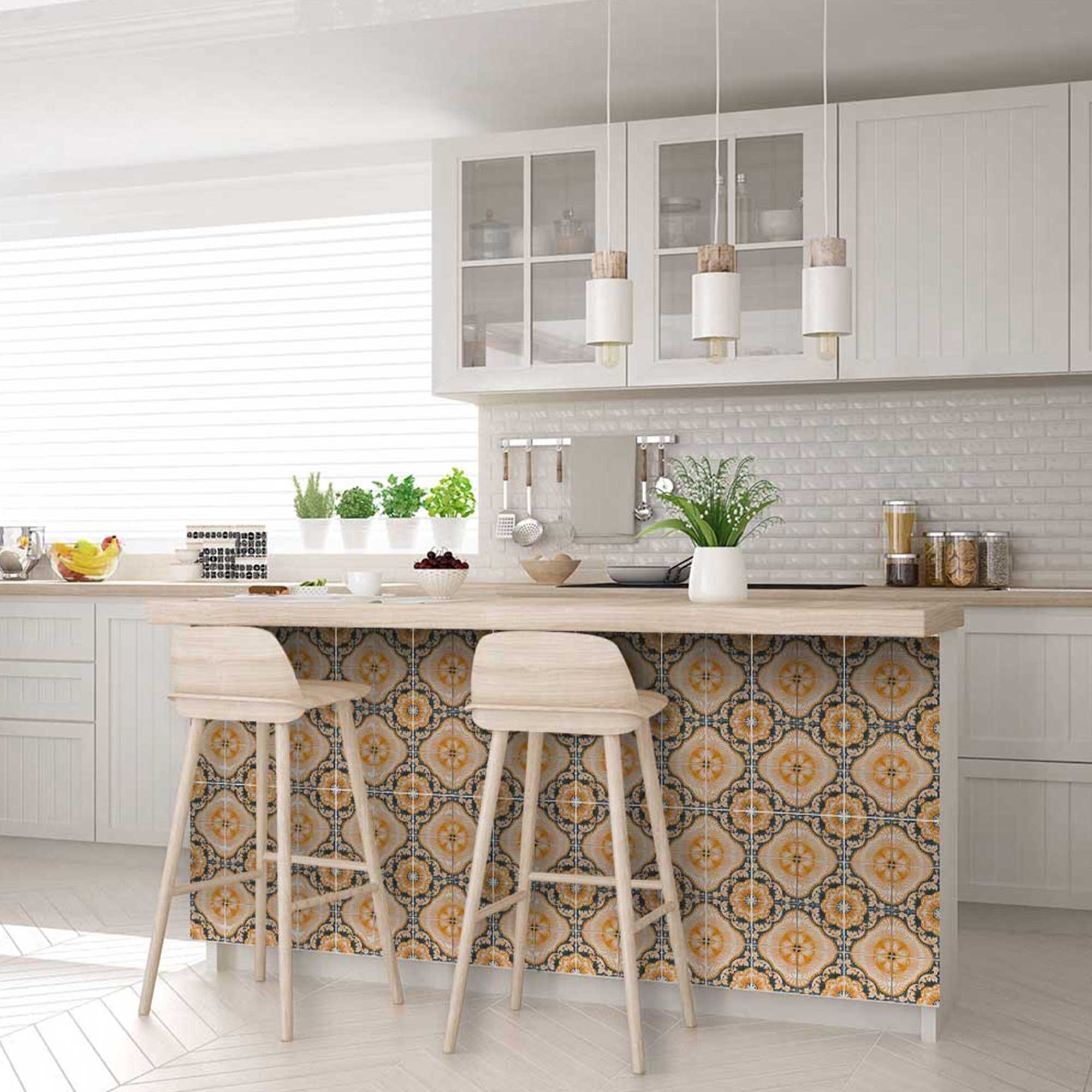Orange Spanish backsplash Easy-to-Install Peel and stick tile stickers Model - H1 - Image 7