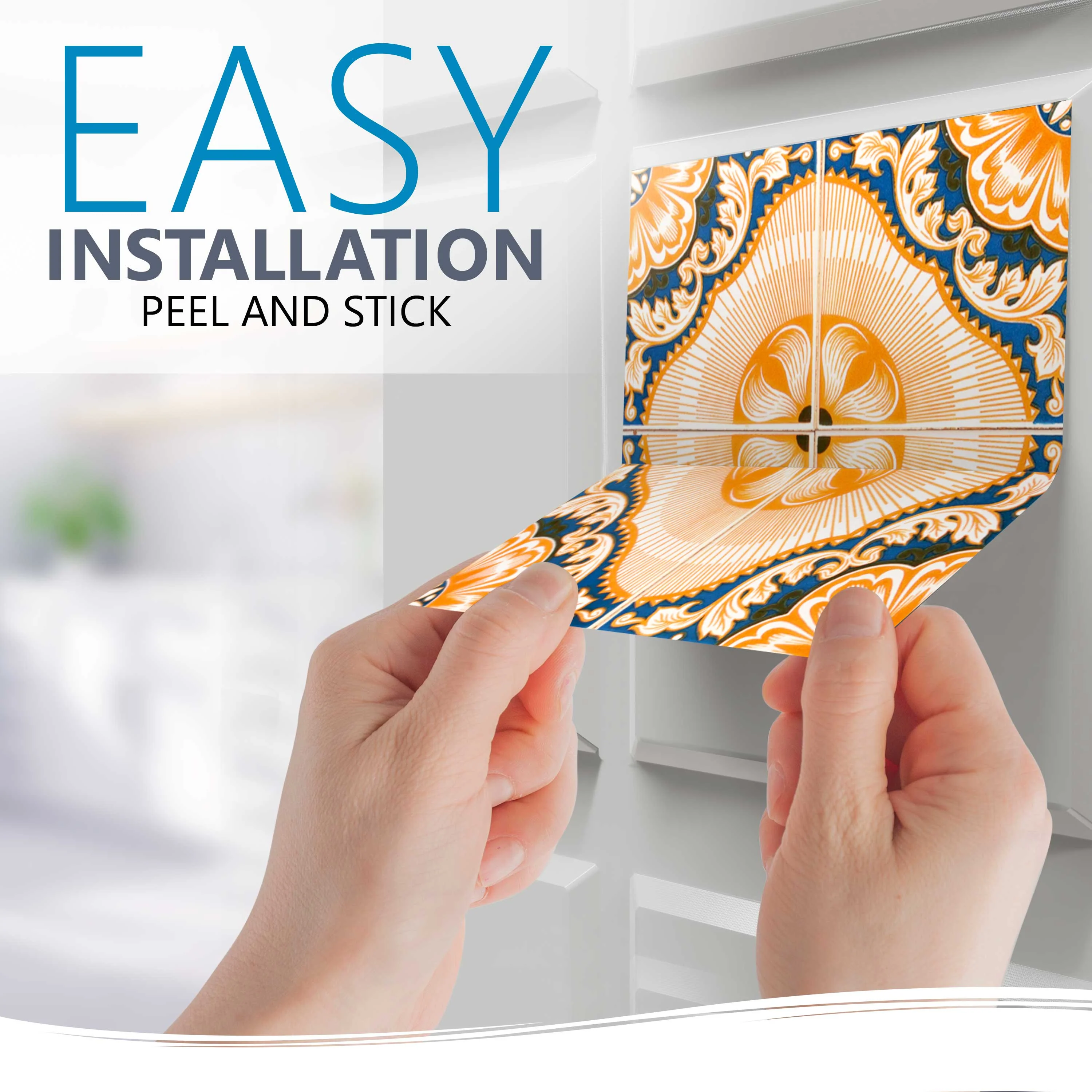 Orange Spanish backsplash Easy-to-Install Peel and stick tile stickers Model - H1 - Image 8